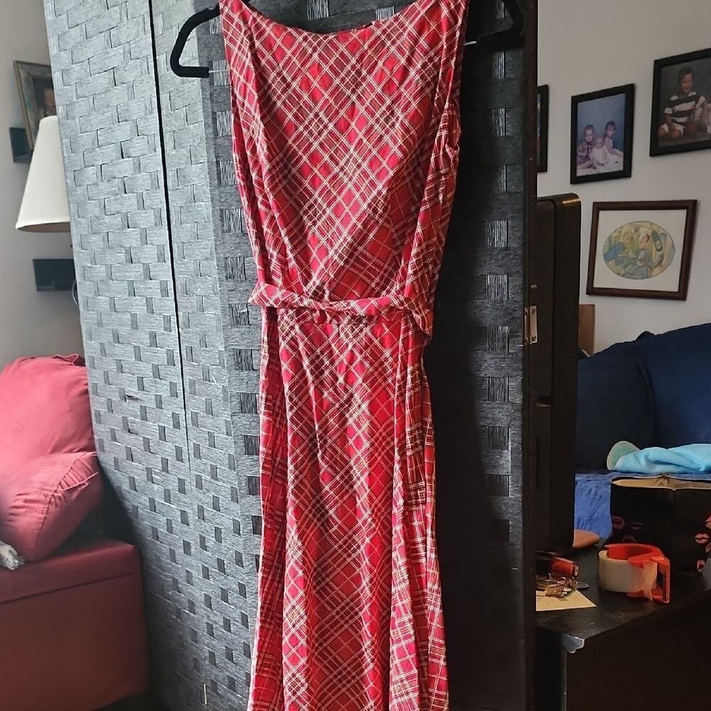 Heart Of Haute Red Plaid Cotton Dress Size S
